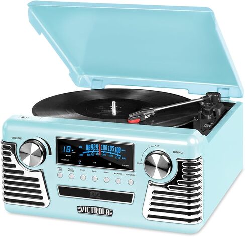 Victrola 50's Retro Bluetooth 3-Speed Turntable, CD Player, AM/FM Radio Bundle with 3 Pack Replacement Needles in Saudi Arabia