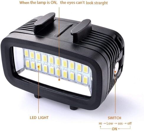 Mcoplus 40m/130ft Rechargeable Diving Light Dimmable Waterproof Video LED Light 6W 20 LEDs 700LM with 1900mAh for Gopro HTC XIAOYI SJ5000 SJ6000 & Other Action Camera &DSLR Camera in Saudi Arabia