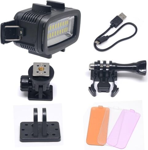 Mcoplus 40m/130ft Rechargeable Diving Light Dimmable Waterproof Video LED Light 6W 20 LEDs 700LM with 1900mAh for Gopro HTC XIAOYI SJ5000 SJ6000 & Other Action Camera &DSLR Camera in Saudi Arabia