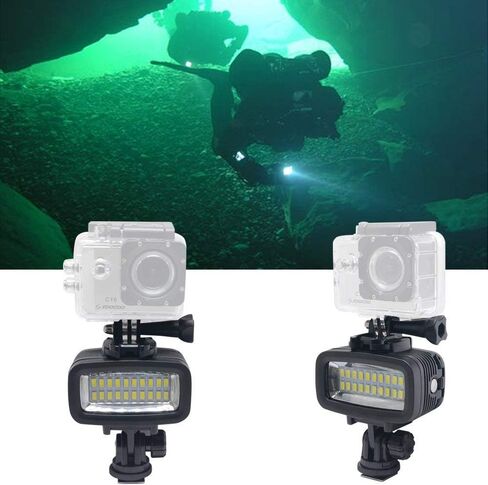 Mcoplus 40m/130ft Rechargeable Diving Light Dimmable Waterproof Video LED Light 6W 20 LEDs 700LM with 1900mAh for Gopro HTC XIAOYI SJ5000 SJ6000 & Other Action Camera &DSLR Camera in Saudi Arabia