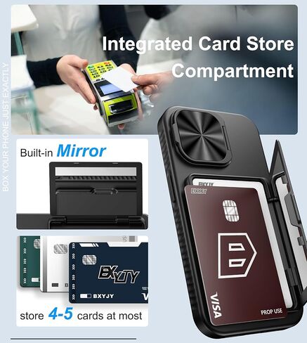 حافظة محفظة لهاتف iPhone 16e، حامل بطاقات مدمج (4-5 بطاقات)، حامل غطاء الكاميرا، حماية من السقوط من الدرجة العسكرية، حافظة هاتف واقية متينة من السيليكون للرجال والنساء لهاتف iPhone 16e، أسود in Kuwait