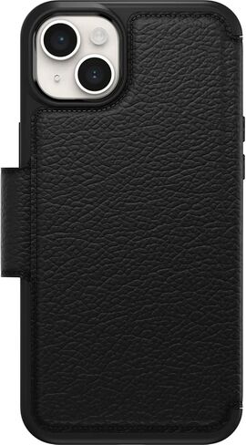 OtterBox Strada Case for iPhone 14 Plus, Shockproof, Drop Proof, Premium Leather Protective Folio with Two Card Holders, 3X Tested to Military Standard, Black - Non-Retail Packaging in Saudi Arabia