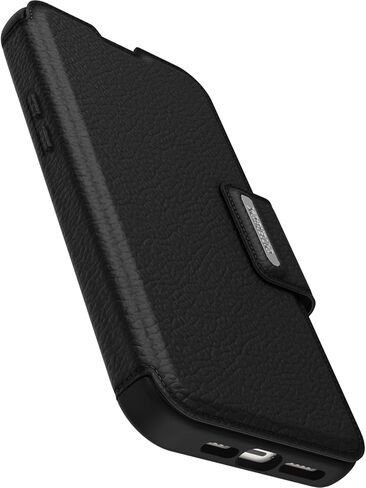 OtterBox Strada Case for iPhone 14 Plus, Shockproof, Drop Proof, Premium Leather Protective Folio with Two Card Holders, 3X Tested to Military Standard, Black - Non-Retail Packaging in Saudi Arabia