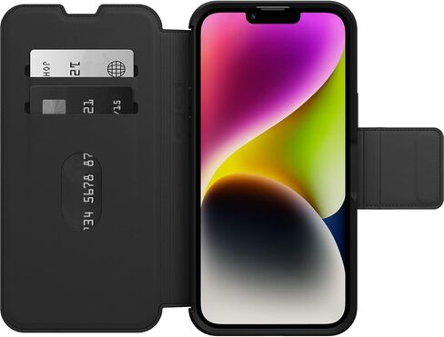 OtterBox Strada Case for iPhone 14 Plus, Shockproof, Drop Proof, Premium Leather Protective Folio with Two Card Holders, 3X Tested to Military Standard, Black - Non-Retail Packaging in Saudi Arabia