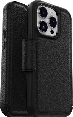 OtterBox Strada Case for iPhone 14 Plus, Shockproof, Drop Proof, Premium Leather Protective Folio with Two Card Holders, 3X Tested to Military Standard, Black - Non-Retail Packaging in Saudi Arabia