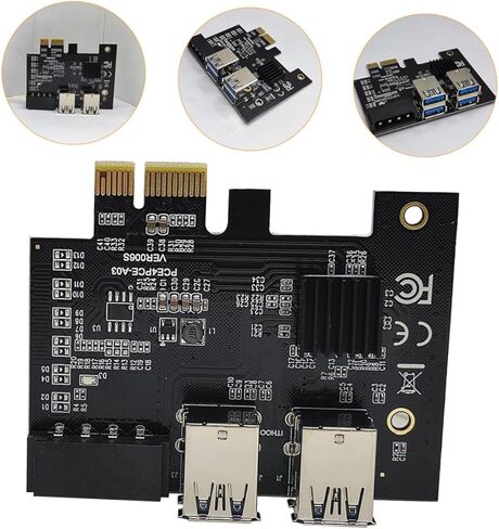 بطاقة محول تمديد Pci e Riser USB 3.0 مع 4 فتحات Pci e، موسع سريع للتعدين وتوسيع الكمبيوتر، متوافق مع أجهزة الكمبيوتر المكتبية ومحطات العمل in Kuwait