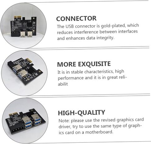 بطاقة محول تمديد Pci e Riser USB 3.0 مع 4 فتحات Pci e، موسع سريع للتعدين وتوسيع الكمبيوتر، متوافق مع أجهزة الكمبيوتر المكتبية ومحطات العمل in Kuwait