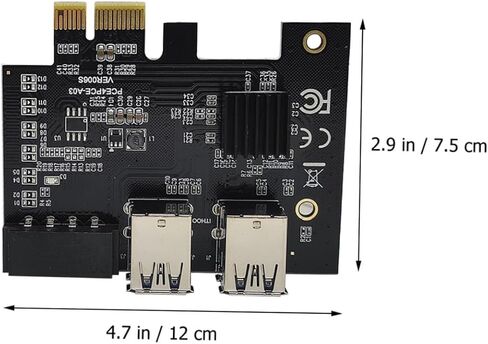 محول تمديد Pci e Riser USB 3.0 بطاقة Pci Express Riser للكمبيوتر المكتبي، توسيع فتحة مزدوجة الطبقة 1x إلى 4X، متوافق مع إعدادات العملة المشفرة والألعاب in Kuwait