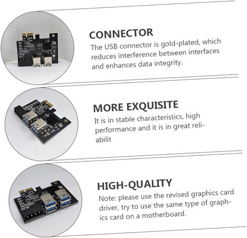 محول تمديد Pci e Riser USB 3.0 بطاقة Pci Express Riser للكمبيوتر المكتبي، توسيع فتحة مزدوجة الطبقة 1x إلى 4X، متوافق مع إعدادات العملة المشفرة والألعاب in Kuwait