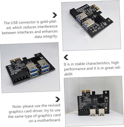 محول تمديد Pci e Riser USB 3.0 بطاقة Pci Express Riser للكمبيوتر المكتبي، توسيع فتحة مزدوجة الطبقة 1x إلى 4X، متوافق مع إعدادات العملة المشفرة والألعاب in Kuwait
