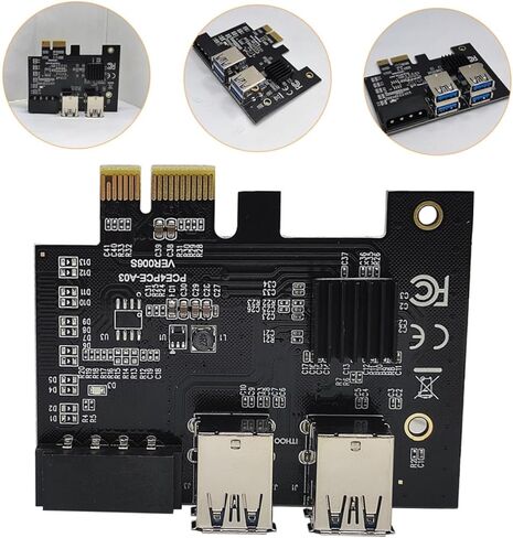 محول تمديد Pci e Riser USB 3.0 بطاقة Pci Express Riser للكمبيوتر المكتبي، توسيع فتحة مزدوجة الطبقة 1x إلى 4X، متوافق مع إعدادات العملة المشفرة والألعاب in Kuwait
