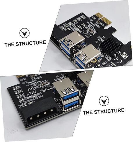 بطاقة توسيع Pci e USB 3.0 محول Pci Express Riser مع 4 فتحات e لأجهزة الكمبيوتر التعدين وملحقات الكمبيوتر in Kuwait