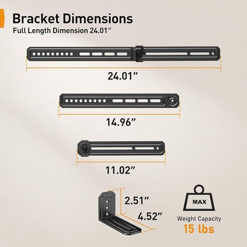 Perlegear Soundbar Mount with Adjustable Height up to 15 lbs PGSM04B, Tilting TV Wall Mount for 42–90 Inch TVs with Leveling Adjustment up to 132 lbs PGLF9 in Saudi Arabia