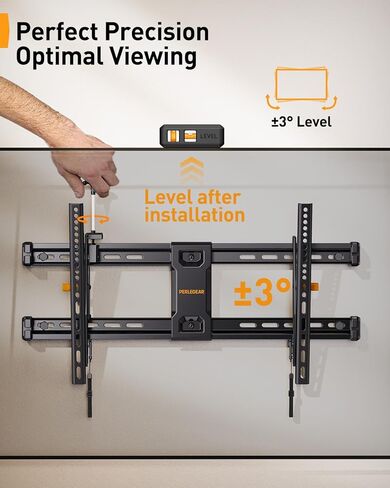 Perlegear Soundbar Mount with Adjustable Height up to 15 lbs PGSM04B, Tilting TV Wall Mount for 42–90 Inch TVs with Leveling Adjustment up to 132 lbs PGLF9 in Saudi Arabia