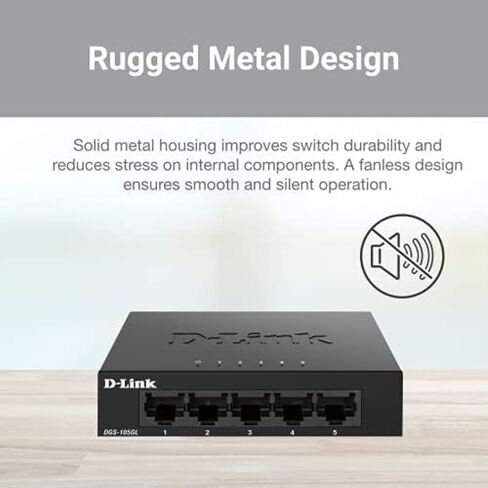 D-Link Ethernet Switch, 5 Port Gigabit Unmanaged Desktop Plug and Play Sturdy Metal Housing Fanless Design EEE (DGS-105GL-V2) in Saudi Arabia