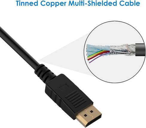 كابل DisplayPort (DP) إلى DVI، مطلي بالذهب، 6 أقدام in Kuwait