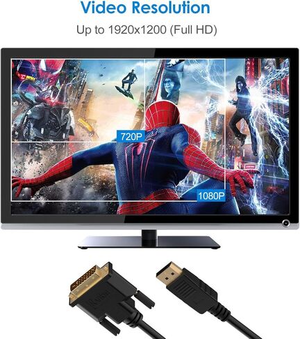 كابل DisplayPort (DP) إلى DVI، مطلي بالذهب، 6 أقدام in Kuwait