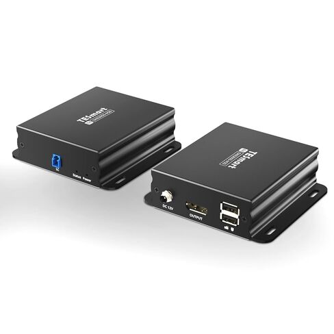 TESmart 8K@60Hz DisplayPort KVM Extender Over Fiber up to 984ft/300m, DP 1.4 USB Extender, HDR10, EMI-Immune Fiber for Data Center & Control Rooms in Saudi Arabia