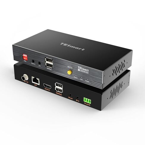 موسع TESmart 4K @ 30 هرتز HDMI KVM بطول 328 قدمًا / 100 متر فوق CAT6 / 6A - يعمل بتقنية PoE | الصوت ثنائي الاتجاه والأشعة تحت الحمراء | ملحق RS232 | EDID المتقدم | يو اس بي 2.0 | دعم مفتاح الطاقة عن بعد in Kuwait