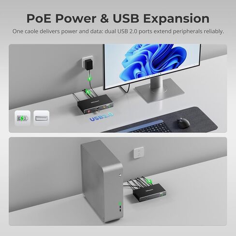 موسع TESmart 4K @ 30 هرتز HDMI KVM بطول 328 قدمًا / 100 متر فوق CAT6 / 6A - يعمل بتقنية PoE | الصوت ثنائي الاتجاه والأشعة تحت الحمراء | ملحق RS232 | EDID المتقدم | يو اس بي 2.0 | دعم مفتاح الطاقة عن بعد in Kuwait