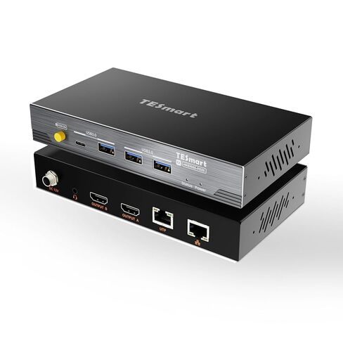موسع TESmart 4K @ 30 هرتز HDMI KVM بطول 328 قدمًا / 100 متر فوق CAT6 / 6A - يعمل بتقنية PoE | الصوت ثنائي الاتجاه والأشعة تحت الحمراء | ملحق RS232 | EDID المتقدم | يو اس بي 2.0 | دعم مفتاح الطاقة عن بعد in Kuwait