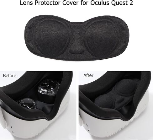 VR Controller Grips Cover with Anti-Throw Knuckle Strap + Lens Protector Cover for Oculus Quest 2 (Black) in Kuwait