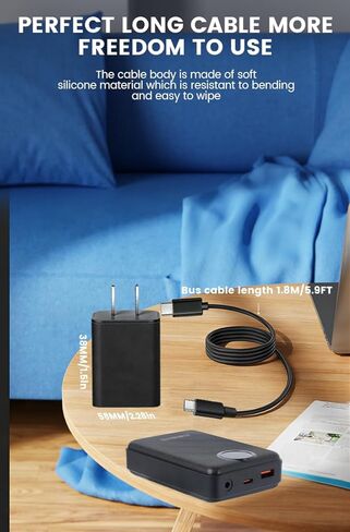 شاحن USB C سريع لسترة التدفئة - متوافق مع سترة سترة دافئة للرجال والنساء من Arris 2025، حزمة بطارية قابلة لإعادة الشحن 7.4 فولت/12 فولت - كابل شحن محول طاقة جداري بديل in Kuwait