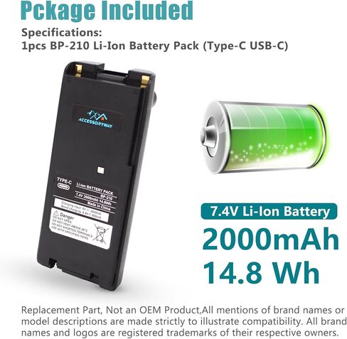 1 قطعة BP-210 BP-210N BP-209N 2000 مللي أمبير من النوع C USB-C بطارية بديلة متوافقة مع ICOM IC-A6 IC-A6E IC-A24 IC-A24E IC-V82 IC-V81 IC-U82 IC-T3H IC-F3GT IC-F3GS IC-F4GT IC-F4GS راديو ثنائي الاتجاه in Saudi Arabia
