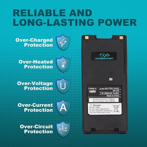 1 قطعة BP-210 BP-210N BP-209N 2000 مللي أمبير من النوع C USB-C بطارية بديلة متوافقة مع ICOM IC-A6 IC-A6E IC-A24 IC-A24E IC-V82 IC-V81 IC-U82 IC-T3H IC-F3GT IC-F3GS IC-F4GT IC-F4GS راديو ثنائي الاتجاه in Saudi Arabia