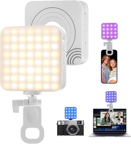 Portable RGB Pocket Light - Compact & Adjustable 0-360° Lighting, 96+ CRI, 6W/8W/12W, 2700-7500K Color Temperature, LED, Ideal for Photography, Video, and Vlogging in Saudi Arabia