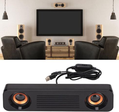 Wired Speaker HiFi Stereo Subwoofer USB Powered 3.5mm Plug Portable Desktop Long Speaker TV Computer in Saudi Arabia