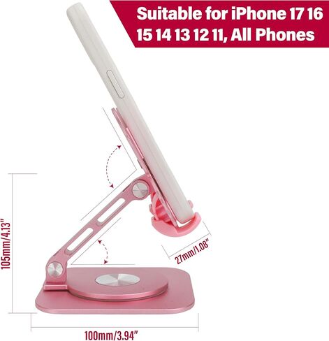 Butterfly Holder Fit for iPhone 17 16 15 14 13 12 11 Tablet iPad – Aluminum Alloy Folding Phone Kickstand with 360 Rotation, Desktop Home Stand Pink Stable Grip for All Smartphones Mobile Cell Phone in Saudi Arabia