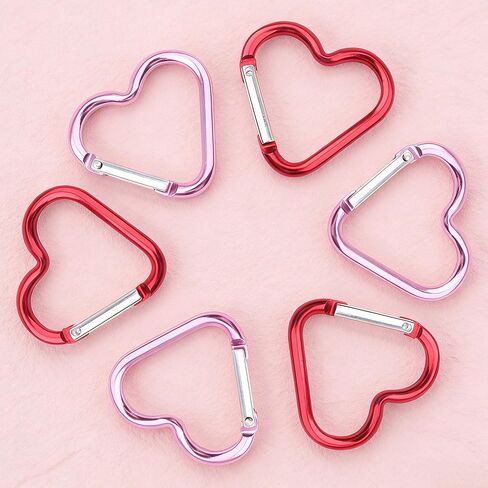 10Pcs Heart Carabiner, Heart Shaped Carabiner Clip, Cute Keychain Clips, Pink & Red Snap Hook Key Ring Aluminum Alloy Key Holder for Valentine's Gift Camping Hiking Backpack Outdoor Spring Traveling in Kuwait