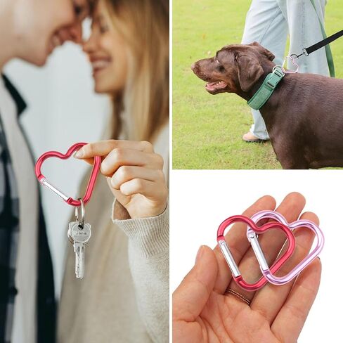 10Pcs Heart Carabiner, Heart Shaped Carabiner Clip, Cute Keychain Clips, Pink & Red Snap Hook Key Ring Aluminum Alloy Key Holder for Valentine's Gift Camping Hiking Backpack Outdoor Spring Traveling in Kuwait