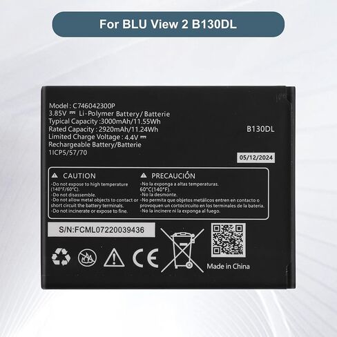 بطارية بديلة C746042300P متوافقة مع BLU View 2 B130DL B131DL، 3000 مللي أمبير/3.85 فولت، مع مجموعة أدوات الإصلاح in Kuwait