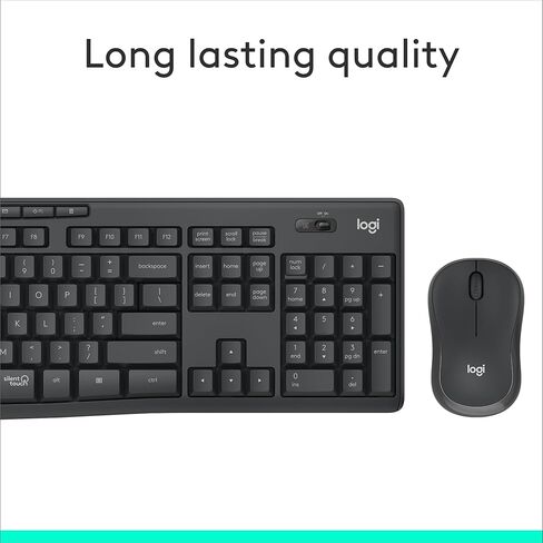 مجموعة ماوس ولوحة مفاتيح لاسلكية من لوجيتك MK295 مع تقنية SilentTouch، لوحة أرقام كاملة، تتبع بصري متقدم، لاسلكي بدون تأخير، ضوضاء أقل بنسبة 90% - جرافيت، حزمة من 4 قطع in Saudi Arabia