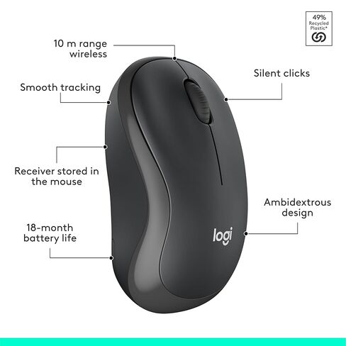 مجموعة ماوس ولوحة مفاتيح لاسلكية من لوجيتك MK295 مع تقنية SilentTouch، لوحة أرقام كاملة، تتبع بصري متقدم، لاسلكي بدون تأخير، ضوضاء أقل بنسبة 90% - جرافيت، حزمة من 4 قطع in Saudi Arabia