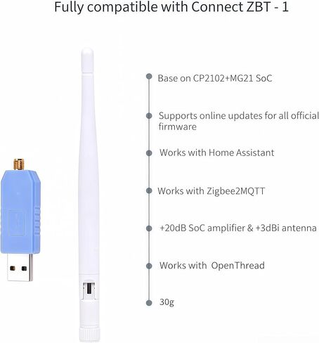 ZigBee 3.0 USB Dongle، متوافق مع Connect ZBT-1، هوائي خارجي عالي الأداء، يدعم الاقتران المنبثق، تحديثات البرامج الثابتة الرسمية in Kuwait