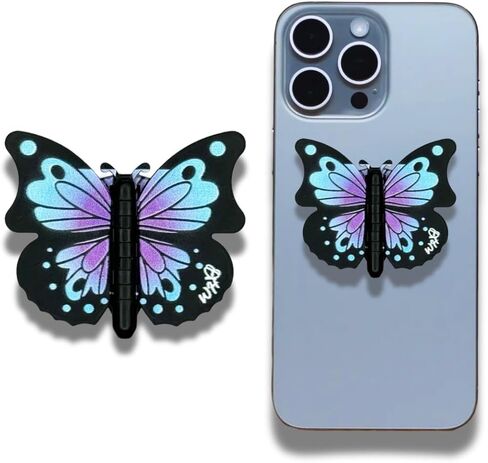 Cute Butterfly Phone Grip Socket – 3D Foldable Rotating Phone Holder with Pop-Style Finger Grip for iPhone, Android & Kindle (Lavender) in Saudi Arabia