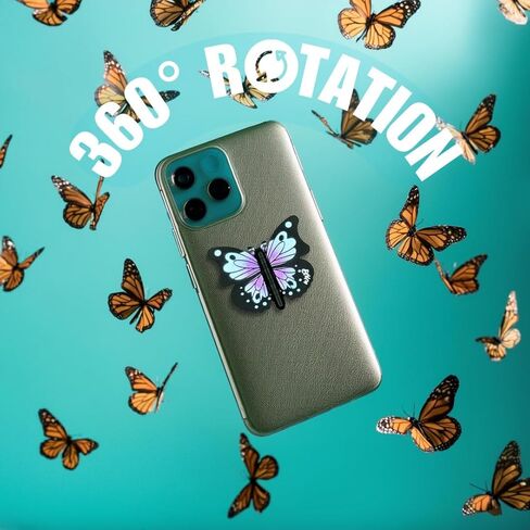 Cute Butterfly Phone Grip Socket – 3D Foldable Rotating Phone Holder with Pop-Style Finger Grip for iPhone, Android & Kindle (Lavender) in Saudi Arabia