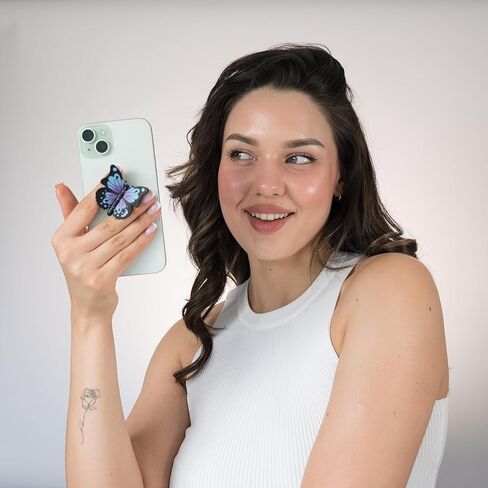 Cute Butterfly Phone Grip Socket – 3D Foldable Rotating Phone Holder with Pop-Style Finger Grip for iPhone, Android & Kindle (Lavender) in Saudi Arabia