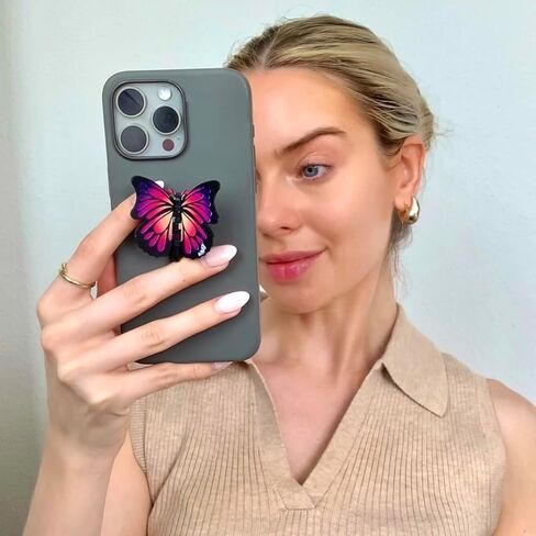 Cute Butterfly Phone Grip Socket – 3D Foldable Rotating Phone Holder with Pop-Style Finger Grip for iPhone, Android & Kindle (Lavender) in Saudi Arabia