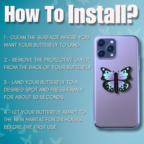 Cute Butterfly Phone Grip Socket – 3D Foldable Rotating Phone Holder with Pop-Style Finger Grip for iPhone, Android & Kindle (Lavender) in Saudi Arabia