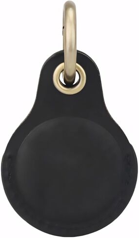Genuine Leather AirTag Keychain Holder Compatible with Apple AirTags Keyring, Anti Lost Secure Key Ring Case for Pet Collar Luggage Suitcase Tracking Travel, Protective Air Tag Key Chain Cover, Black in Kuwait