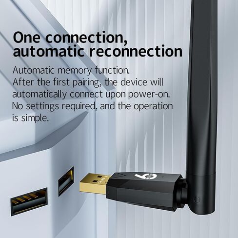 محول بلوتوث 6.0 للكمبيوتر الشخصي، جهاز استقبال دونجل USB طويل المدى 5dBi 150M USB، التوصيل والتشغيل، لسماعات الرأس، لوحة المفاتيح، الماوس، وحدة التحكم في الألعاب، مكبر الصوت، الكمبيوتر المحمول/سطح المكتب Windows 11/10/8.1/7 in Kuwait
