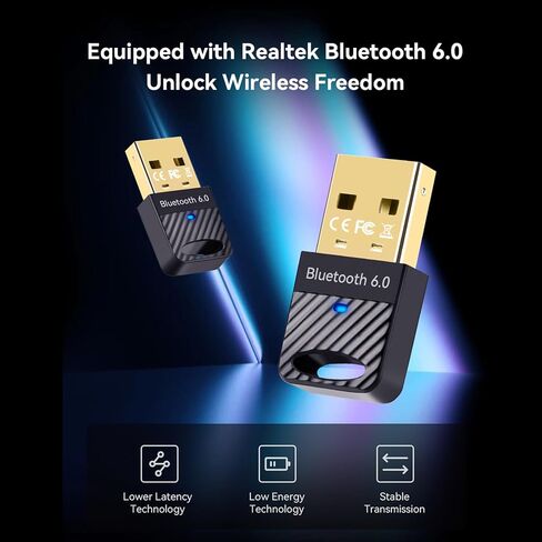 محول USB بلوتوث 6.0 للكمبيوتر الشخصي، دونجل بلوتوث يدعم توصيل 7 أجهزة في وقت واحد بسطح المكتب/الكمبيوتر المحمول للوحة المفاتيح والماوس وسماعات الرأس ومكبر الصوت، متوافق مع Windows 11/10/8.1/7 in Kuwait