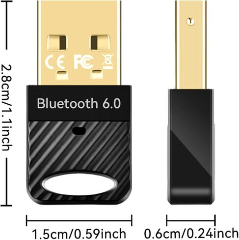 محول USB بلوتوث 6.0 للكمبيوتر الشخصي، دونجل بلوتوث يدعم توصيل 7 أجهزة في وقت واحد بسطح المكتب/الكمبيوتر المحمول للوحة المفاتيح والماوس وسماعات الرأس ومكبر الصوت، متوافق مع Windows 11/10/8.1/7 in Kuwait
