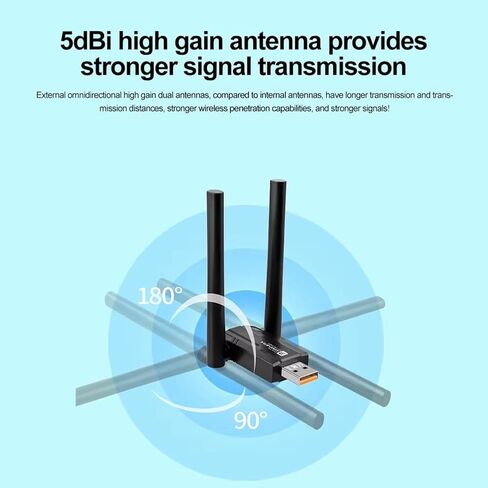 محول AX900 USB WiFi6 2.4G/5Ghz بلوتوث 5.4 USB دونغل 900Mbps جهاز استقبال لاسلكي WLAN لـ Win7/10/11(32/64 بت) in Kuwait