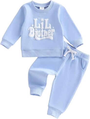 Toddler Baby Girl Sister Matching Outfits Set Big Sister & Lil Sister Sweatshirt and Elastic Drawstring Pants Set in Saudi Arabia
