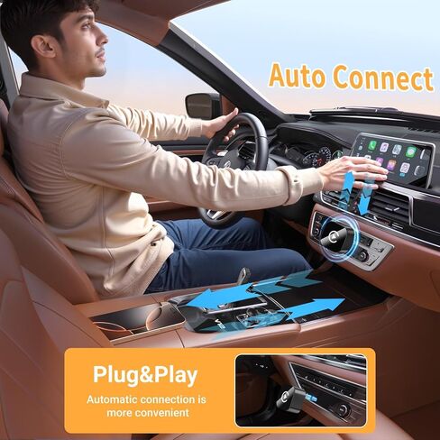محول تشغيل السيارة بتصميم USB صغير، إصدار مطور 2025 من محول CarPlay اللاسلكي، يحول سلكيًا إلى لاسلكي، مناسب لأجهزة iPhone وAndroid، مزود بمنافذ USB/USB-C in Kuwait